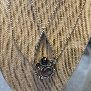 Touchstone Crystal Silver and Black Geometric Necklace